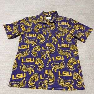 Men's Purple and Yellow Casual Button Down Shirt